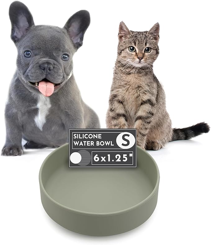 Should We Go? Dog Water Bowl - The Perfect Dish No-Spill, Less Mess Non-Tippable Water & Food Bowl, Pure Silicone with Suction Cup, Fits 2 Cups 6” Across x 1.25” Tall, Ideal for All Pets, Small-Sage