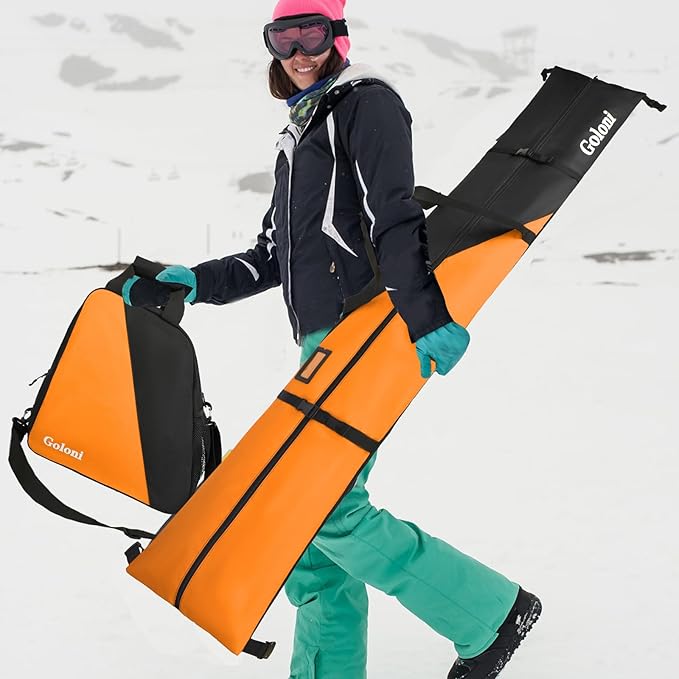 Goloni Ski Bag and Boot Bag Combo,Ski Bags for Air Travel,Snowboard Bag Fits for Skis Up to 180 CM and Boots Up To Size US13