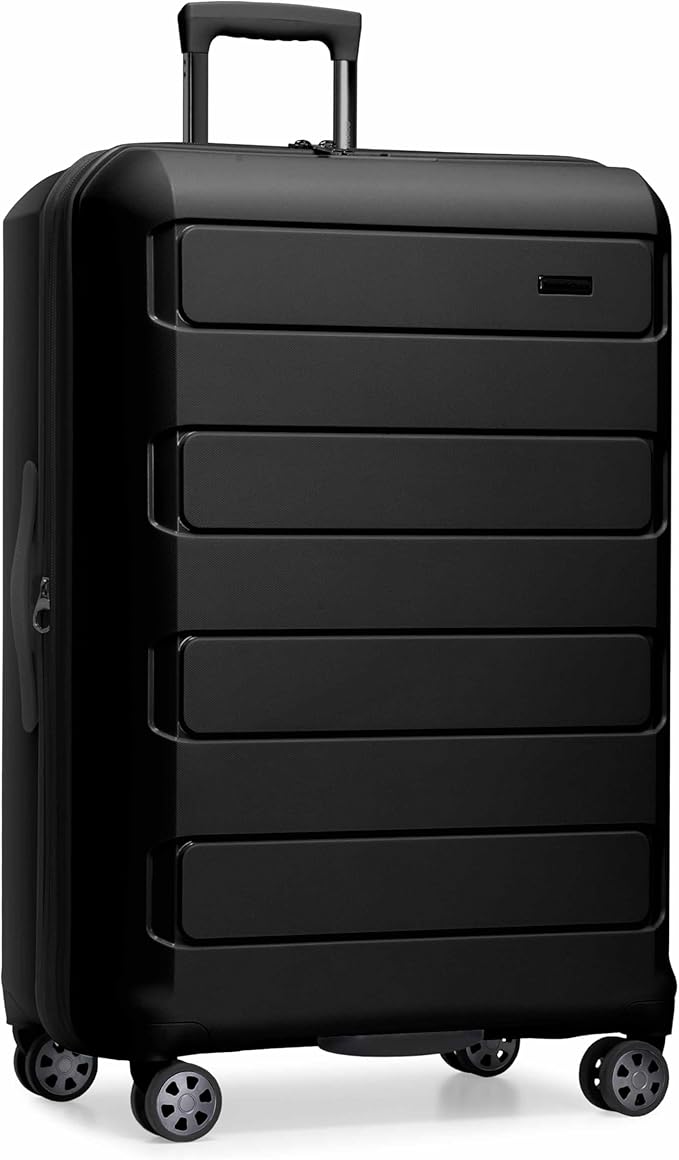 Traveler's Choice Pagosa Indestructible Hardshell Expandable Spinner Luggage, Black, 30-Inch Large