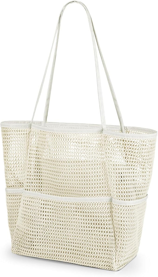 Iioscre Mesh Beach Tote Bags for Womens, Causal Hobo Pool Bags for Swimming Pools Vacations Beach Essentials