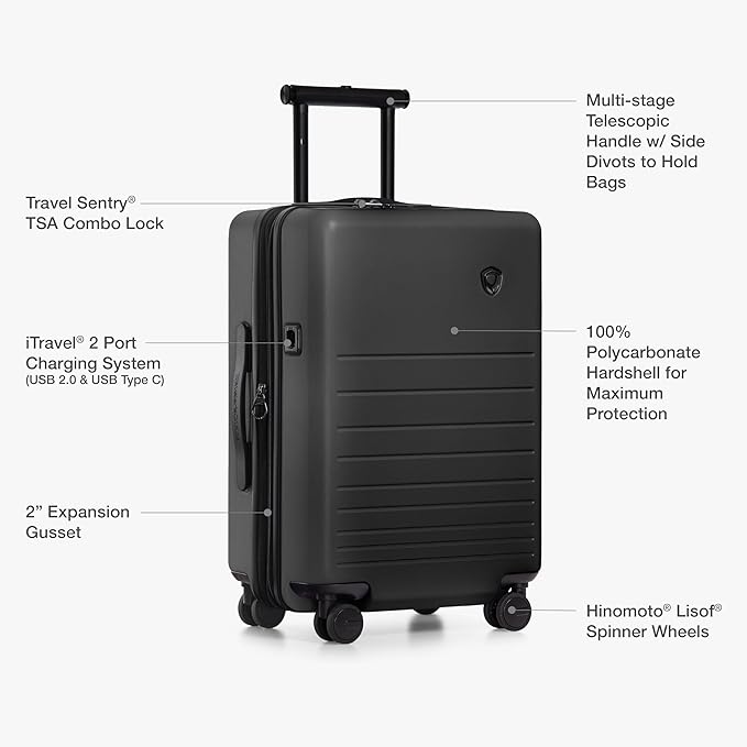 Traveler's Choice Markham Hardside Expandable Luggage with Double Spinner Wheels, Carry-On 21-Inch Suitcase, Black