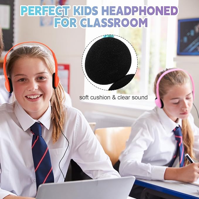 Konohan 32 Pack Headphones Bulk for School Student Classroom Set of Headphones Wire Headset Adjustable with 3.5 mm Jack for Adult (Multicolor)