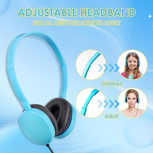 Kids Headphones Bulk for School Classroom 10 Pack On Ear Classroom Headphones for Kids Student Children Boys Girls Multi Color 3.5mm Jack (10 Color)