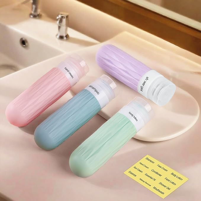 IYYI Travel Bottles for Toiletries, TSA Approved Travel Size Containers, Silicone Toiletries Bottles, Leakproof, Refillable Containers Kits for Shampoo and Conditioner (Dark, 90, Milliliters)