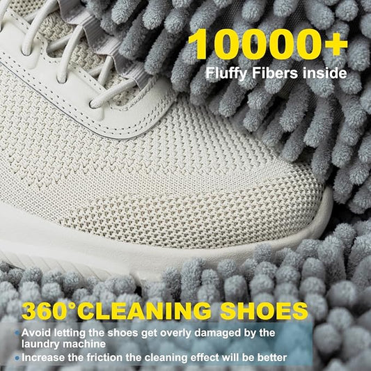 Shoe Wash Bag – Reusable, Protective, Size Adaptable 360° Deep Clean Laundry Bag with Cleaning Fibers for Washing Machine, 2 Pack