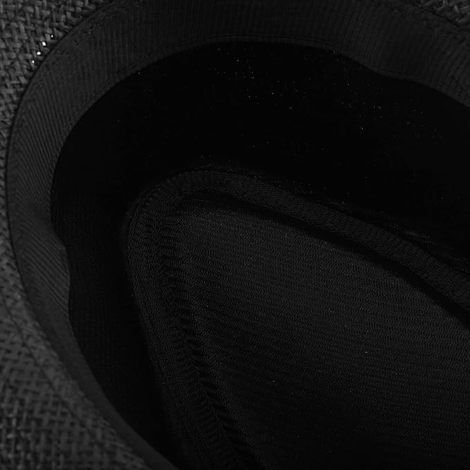 FALETO Unisex Summer Panama Straw Fedora Hat Short Brim Beach Sun Cap Classic