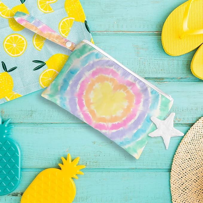 Wet Bag, Wet Dry Bag, Wet Bag for Swimsuit, Travel, Beach, Pool, Diapers, Dirty Yoga Gym Clothes, Toiletries, Makeup Bag, Waterproof Hippie Retro Flower Decor for Women Birthday, 2 Pcs Set.