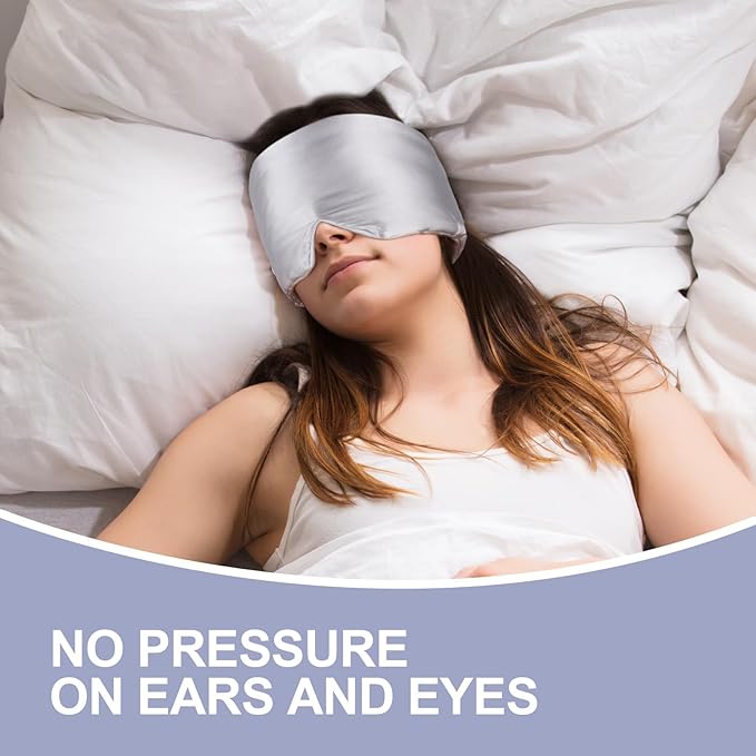 Mulberry Silk Sleep Mask for Women Men, Blackout Eye Mask for Sleeping for Side and Back Sleepers with Adjustable Wide Band, Comfortable Soft Pressureless Eye Cover for Sleeping in Large Size