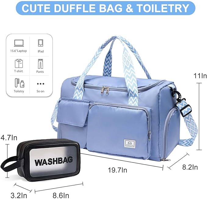 Small Gym Bag for Women, Travel Duffle Bag Carry On Weekender Bag with Shoe Compartment