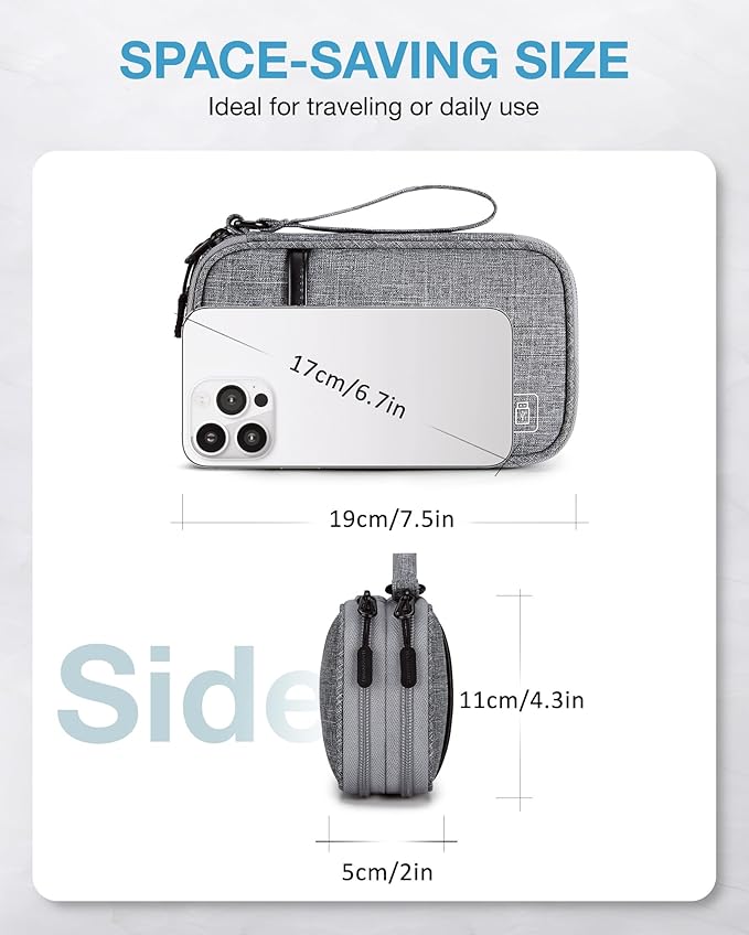 BAGSMART Electronic Cord Cable Organizer Travel Bag Case, Double Layers Tech Electronic Bag, Essentials for Charger, Cable, Phone, Flash drive, Gray