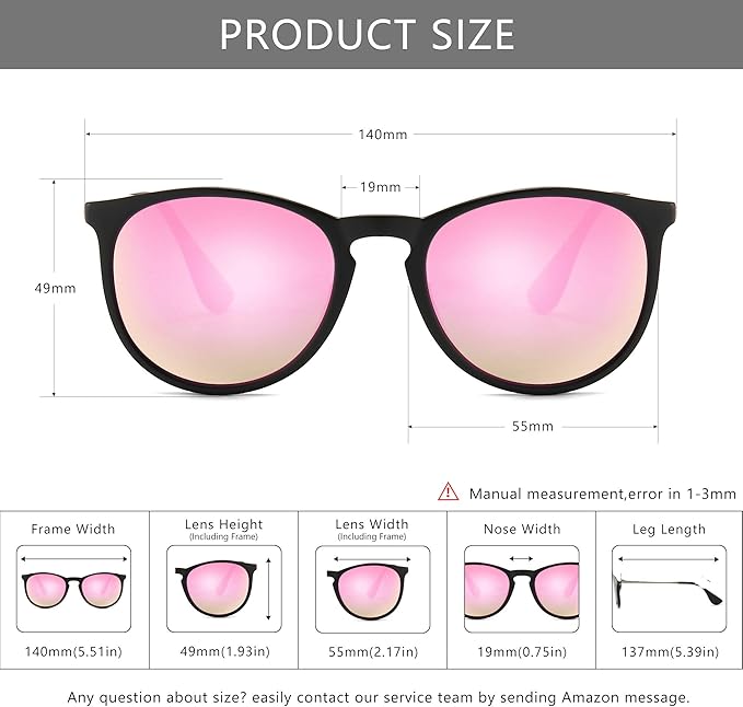 SUNGAIT Premium Vintage Round Sunglasses for Women Men Classic Retro Trendy Style