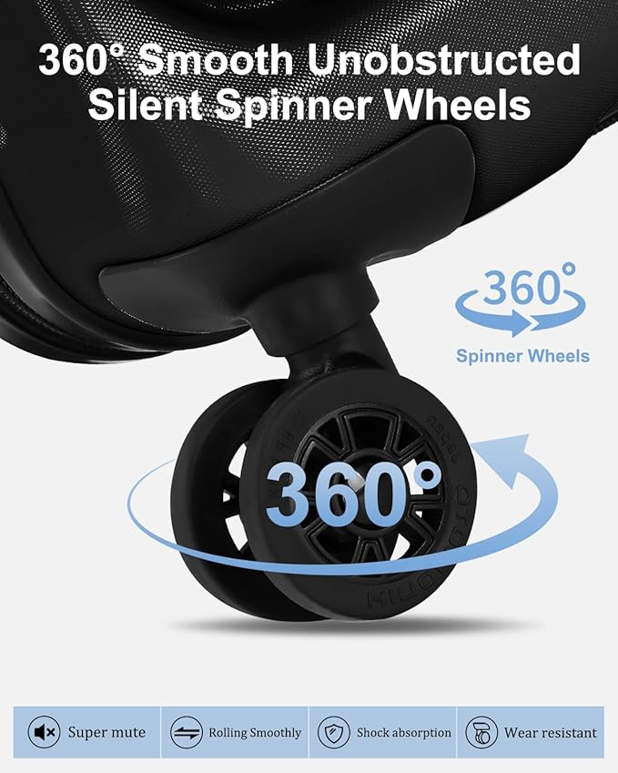 Luggage Sets 2 Pieces, 20 Inch Carry On Luggage and Expandable 28 Inch Checked Luggage with Spinner Wheels, Lightweight ABS+PC Hard Shell Suitcase with Front Opening, TSA Lock (Black, 20/28)