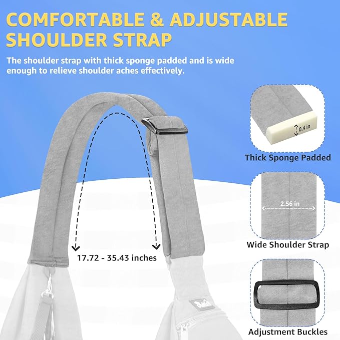 SlowTon Dog Carrier Sling - Thick Padded Shoulder Strap Adjustable Dog Carriers for Small Dogs, Puppy Carrier Purse for Pet Cat with Front Zipper Pocket Safety Belt Machine Washable (GY, L)