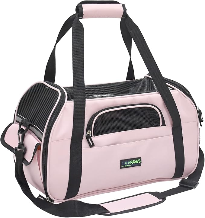 JESPET Soft-Sided Kennel Pet Carrier for Small Dogs, Cats, Puppy, Airline Approved Cat Carriers Dog Carrier Collapsible, Travel Handbag & Car Seat (Pink2, 19" L x 10" W x 13" H)