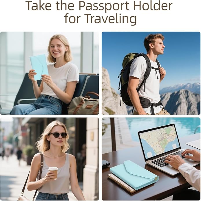 Vintage Style Genuine Leather Unisex RFID Blocking Passport Holder Travel Organizer