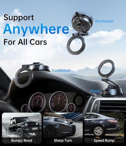 Car Phone Holder for Magsafe [80LBS Strongest Suction] Phone Mount for Car, 360° Rotation Vacuum Magnetic Suction Cup Phone Mount, Phone Holder for Your Car for iPhone 17 16 Pro Max 15 14 13 12 Plus