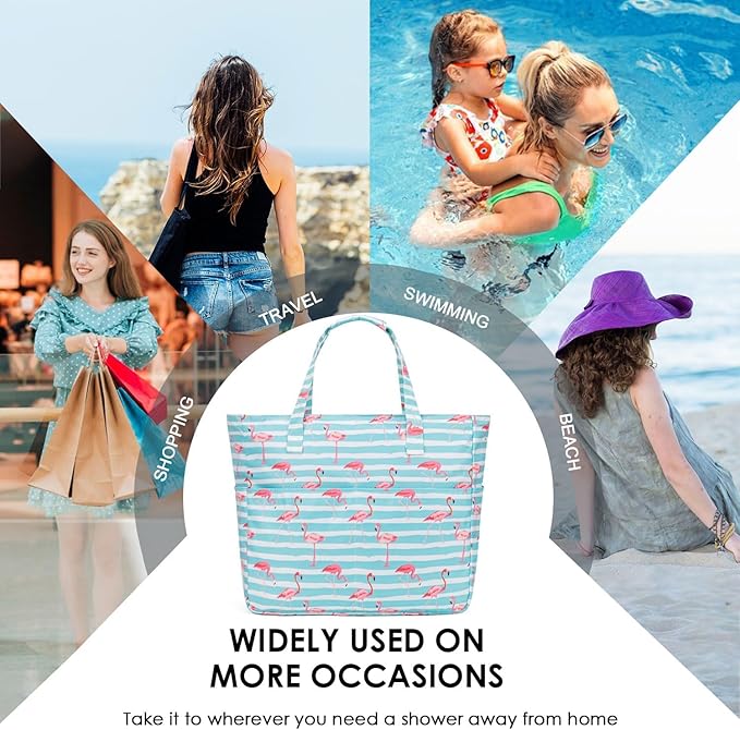 KABAQOO Extra Large Beach Bag Waterproof Sandproof Women Beach Tote with Zipper & Wet Compartment for Pool Gym Grocery Travel