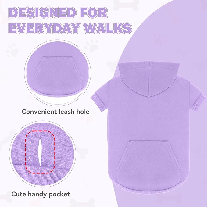 5XL Dog Sweaters for Large Dogs,Extra-Large Dog Hoodie,Cozy Fleece Interior Sweatshirt with Hood & Pocket,Leash Hole,Pet Clothes Sweater Hoodie for Large Dogs,Light Purple&5XL
