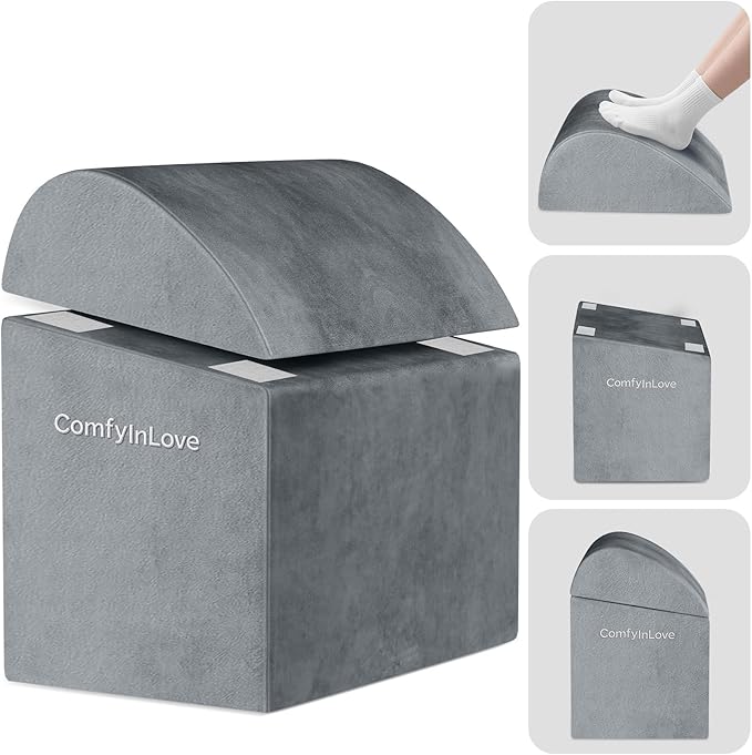 Foot Rest for Under Desk at Work - Non-Slip Foot Stool with 3 Adjustable Heights, Ergonomic Under Desk Footrest with Washable Cover for Desk, Home, Office, Car (Light Grey)