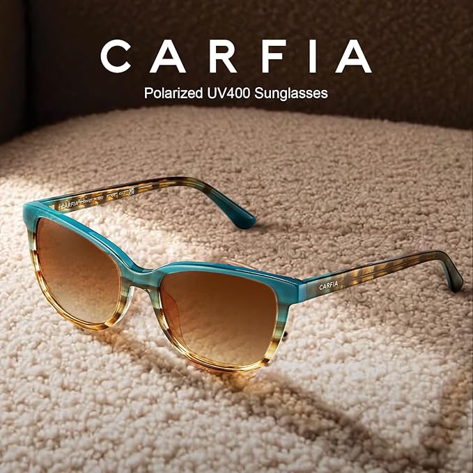 CARFIA Designer Acetate Womens Polarized Sunglasses Fit Most Face Shapes Trendy Shades UV Protection Hypoallergenic Handmade
