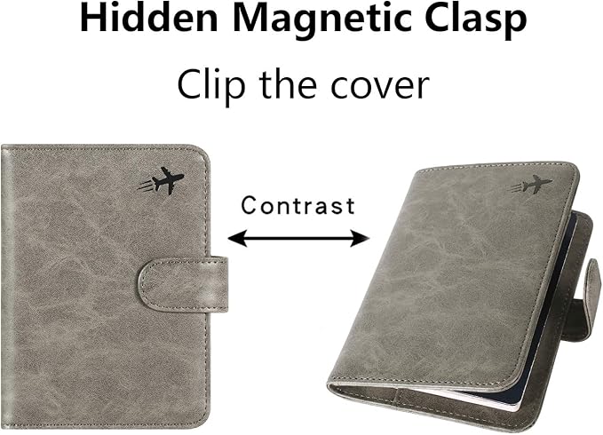 Passport Holder Cover Wallet RFID Blocking Leather Card Case Travel Accessories for Women Men (#Grey)