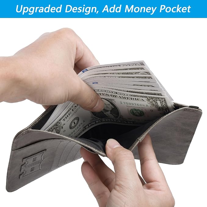 Airtag Passport Holder Cover Wallet Travel Essentials RFID Blocking Leather Card Case International Must Haves Travel Accessories for Women Men(119#Grey)