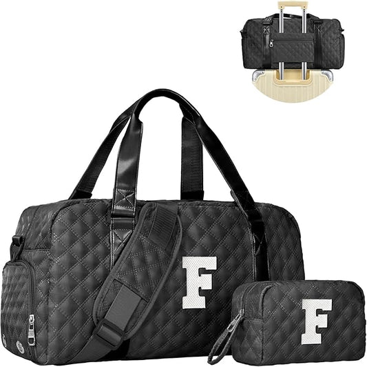 Elilier Gifts for Girls Age 10 11 12 13 14 15 16 17 18, Initial Travel Duffel Bag, Graduation Gifts for Her, Monogram Overnight Bag, Gift for Friend Sister Women gifts