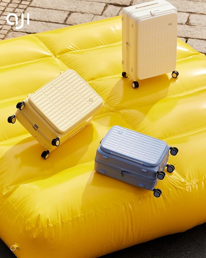 aji Expandable Top Open Luggage Sets 2 Piece with Spinner Wheel, 20/26 Inch Luggage with TSA Lock, Lightweight PC Hardside Travel Luggage Suitcases for Men Women, Coconut White