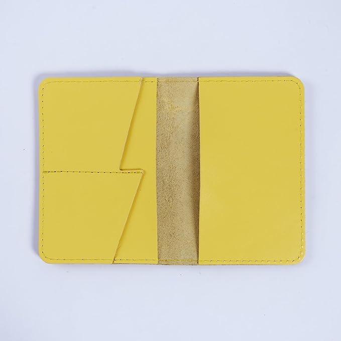 INCARNE Passport Cover - Travel Passport Wallet - Leather Passport Holder for Men Women Family with Card Slots & Note Compartmen - Sleeve Protector - Genuine Leather - Classic Yellow