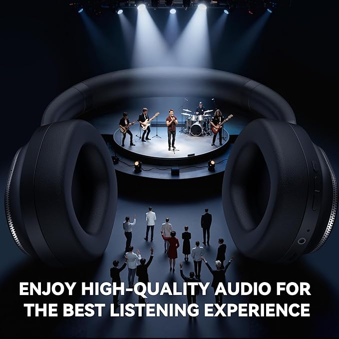 Hybrid Active Noise Cancelling Headphones, Over Ear Bluetooth 6.0 Wireless Headphones, 50H Playtime, Deep Bass, HiFi Stereo Sound（Black）