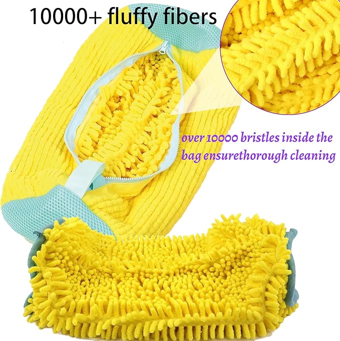 Shoe Washing Machine Bag,Shoe Laundry Bags for Sneakers, Reusable Shoe Cleaning Bag for All Shoe Sizes,Adjustable laundry bag for washing machine for 360°,2Pcs, Yellow