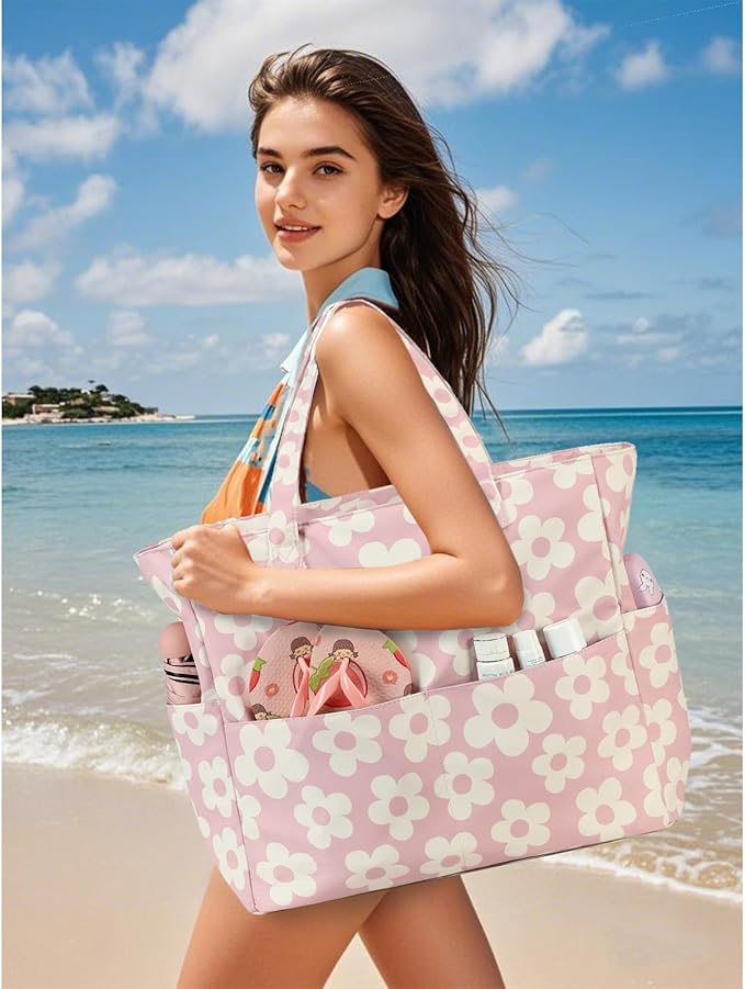 Bluboon Waterproof Beach Tote Pool Bags for Women Ladies Extra Large Carry On Bag With Wet Compartment for Weekender Travel