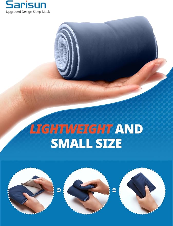 Sleep Mask, Eye Mask for Sleeping, Upgrade Ultra-Soft Blackout Eye Cover for Women Men, Wider Adjustable Strap for Side Sleeper, Travel, Nap, Yoga, Relief Eye, Blue