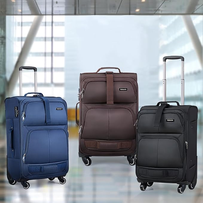 Hanke 24 inch Softside Expandable Luggage with Spinner Wheels, Medium Size Suitcase Checked Luggage Travel Luggage Rolling Suitcase,Coffee