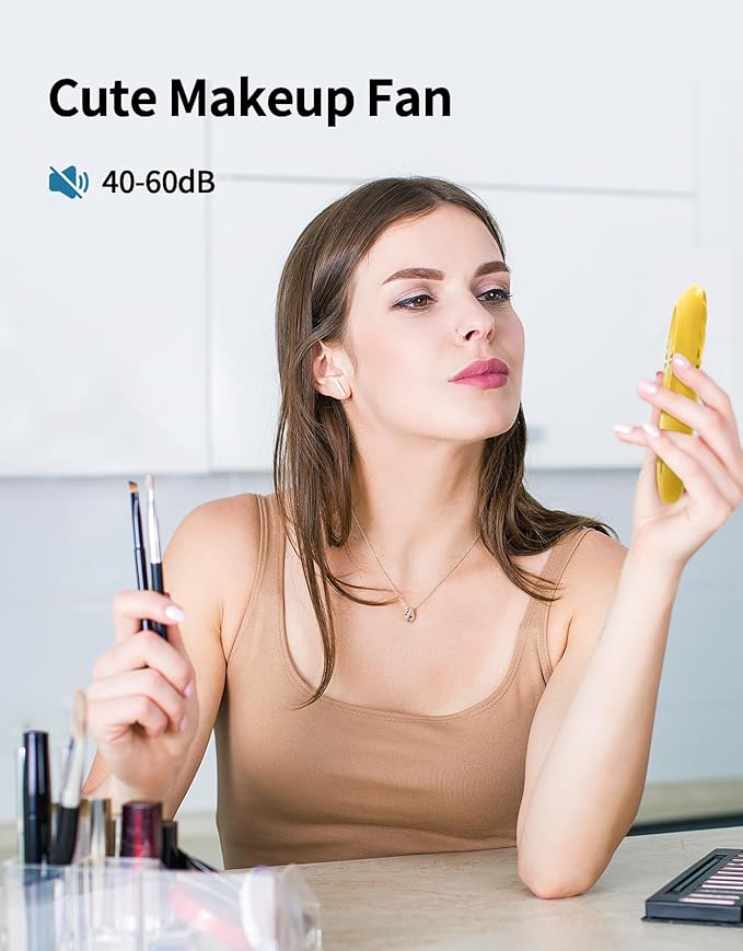 Aluan Handheld Fan Mini Fan Powerful Small Personal Portable Fan Speed Adjustable USB Rechargeable Cooling for Kids Girls Boys Woman Man Home Office Outdoor Travel, Yellow