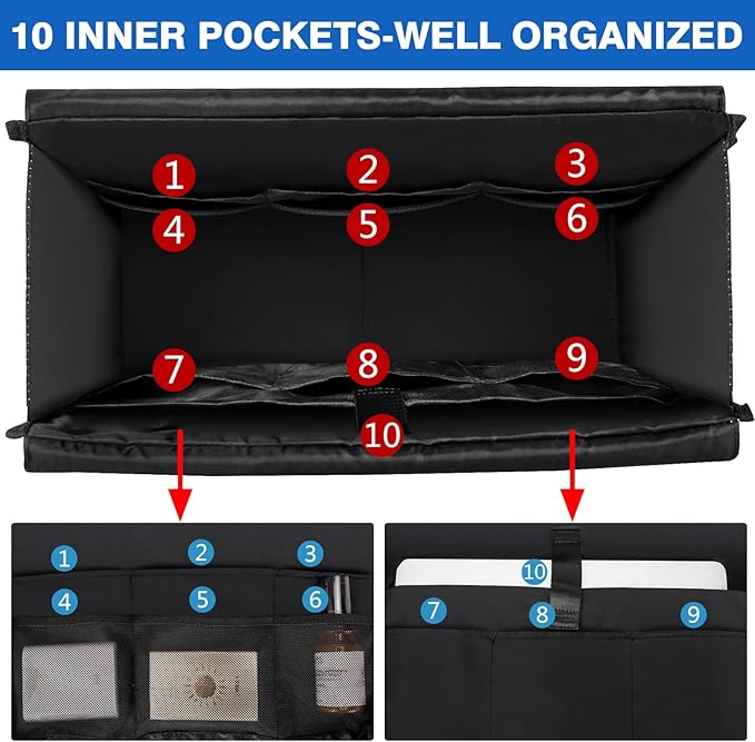 IBFUN Utility Tote Bag with 14/24 Pockets Zip Top Teacher Tote Bag for Teacher/Work Women