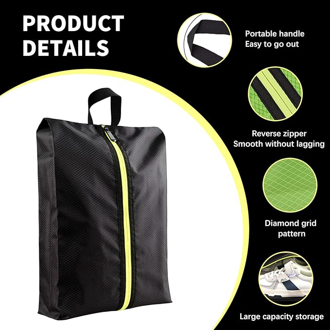 Shoe Bags for Travel Soccer Cleats Cleat Bags for Sports Smell Proof Cleat Bag for Travel Lightweight Golf Shoe Bag with Handle Large Capacity, for Men & Women Fitness Business Trips Baseball (Black)