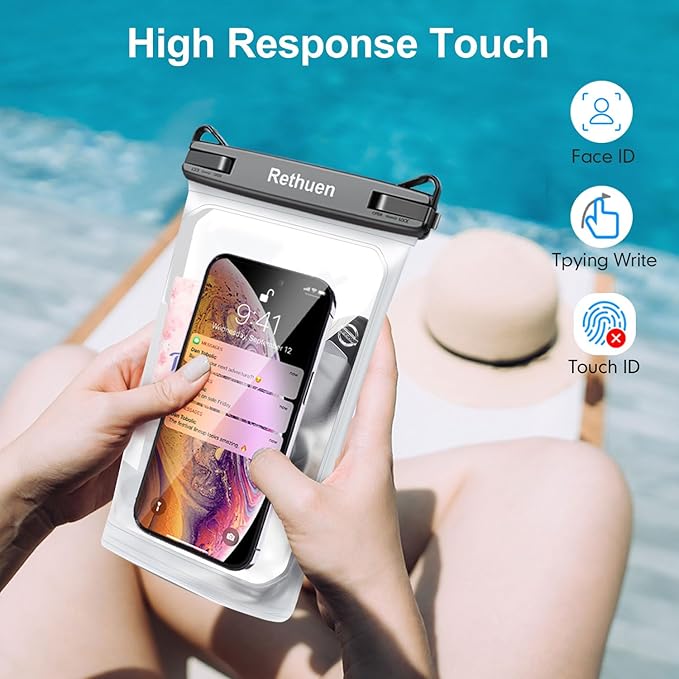 Large Floating Waterproof Phone Pouch, 2Pack Cell Phone Dry Bag for iPhone 17 16 15 14 13 Pro Max Galaxy S24 S23 S22 All Phones, Float Water Proof Bag for Beach Water Park (Frosted + Frosted)