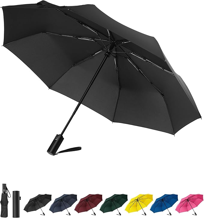 Windproof Travel Umbrella, Automatic Folding Compact Lightweight Umbrella for Women & Men, Durable and Portable, Fits Easily in Purse or Backpack
