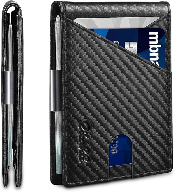 Zitahli Wallet for Men - with Money Clip Slim Leather Slots Credit Card Holder RFID Blocking Bifold Minimalist Wallets with Gift Box