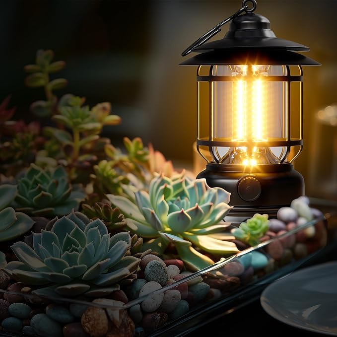 Retor LED Camping Lanterns Black 3 Pack 1500 LM Step-Less Dimming, Lightweight Battery Powered USB Rechargeable Flashlight Survival Kits Indoor Outdoor Home Camping Emergency Outages Hiking Light