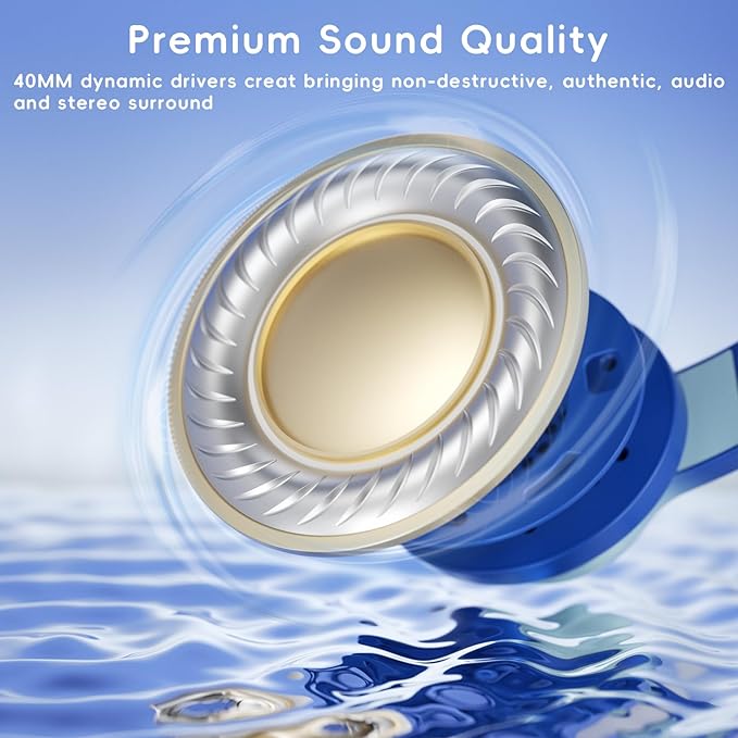 Kids Wired Headphones for Kids with Microphone, 85/94dB Volume Limiter Headphones for Girls Boys, Light Blue
