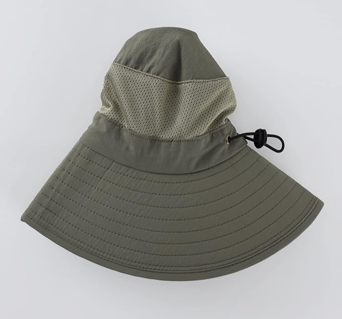 Home Prefer Outdoor UPF50+ Mesh Sun Hat Wide Brim Fishing Hat with Neck Flap Sun Hat for Men Women