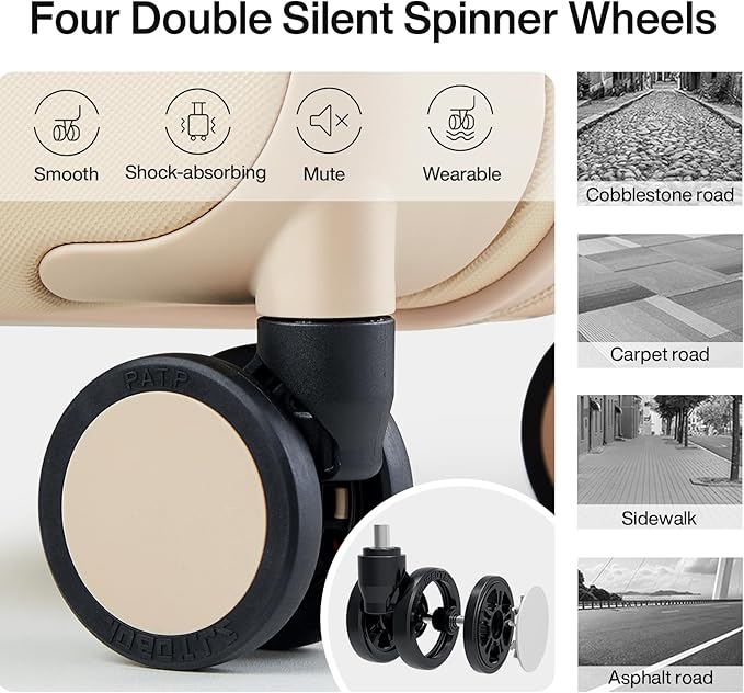 Hanke 20 Inch Carry On Luggage 22x14x9 Airline Approved PC Hard Shell Suitcases with Wheels TSA Luggage for Women Men Lightweight Travel Luggage(Cuba Sand)