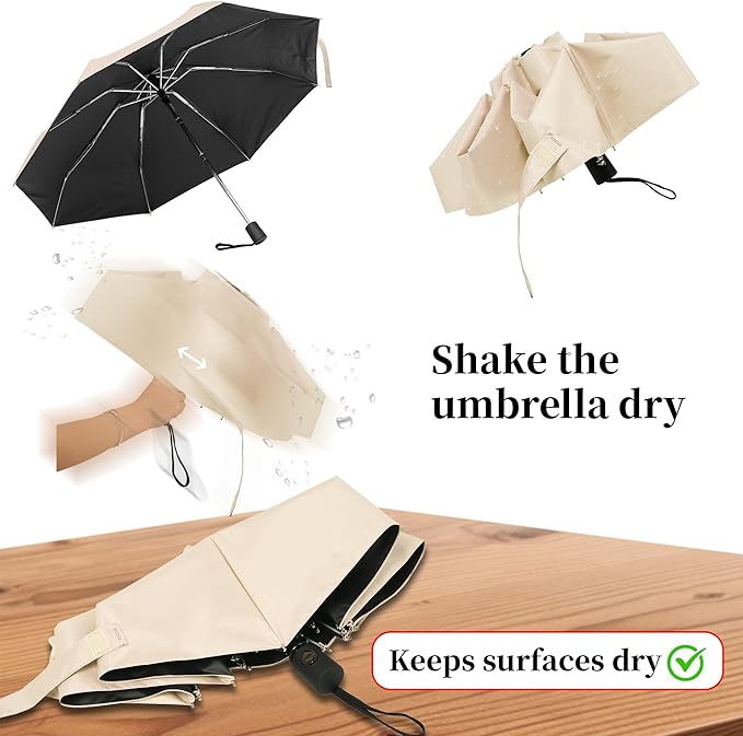 Automatic Mini Travel Umbrellas for Rain/Sun, Small Lightweight Folding Auto Open/Close Windproof Compact Umbrellas for Women Men, Fits Car & Backpack