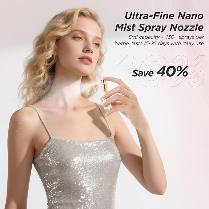 Travel Perfume Bottle Refillable, Sparkle Perfume Atomizer Leak-Proof Portable 5ML Mini Empty Atomizer Sprayer Bottle for Traveling and Outgoing (White - Leather style, 5ML)