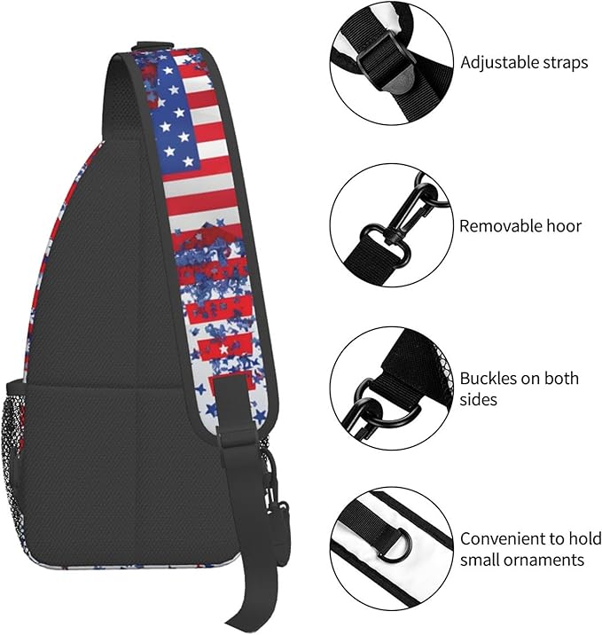 GJXFLSY American Flag Sling Backpack Crossbody Bag Casual Chest Bags Travel Hiking Daypack Shoulder Bag for Women Men