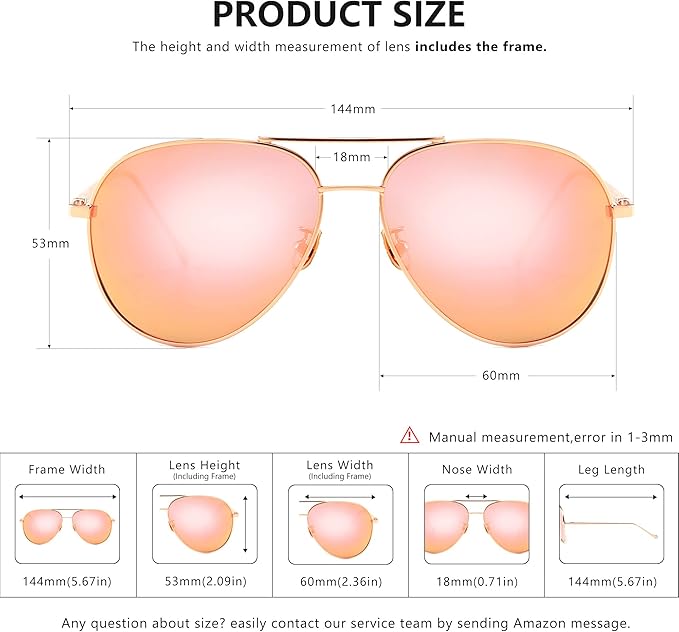 SUNGAIT Women's Lightweight Oversized Aviator Sunglasses - Classic Style Polarized Lens