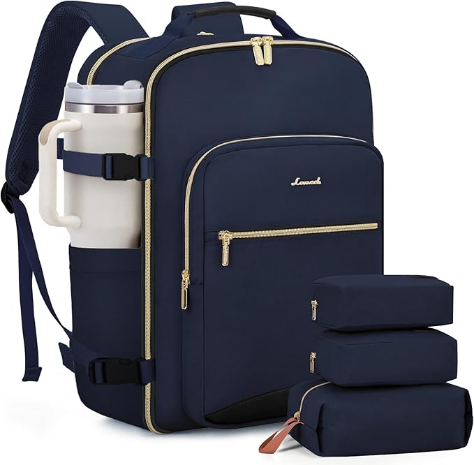 LOVEVOOK 40L Large Travel Backpack for Women Men, 17 Inch Carry on Backpack for Traveling on Airplane, Personal Item Travel Bag Airline Approved, Business Causal Weekender Backpack, Blue-Black