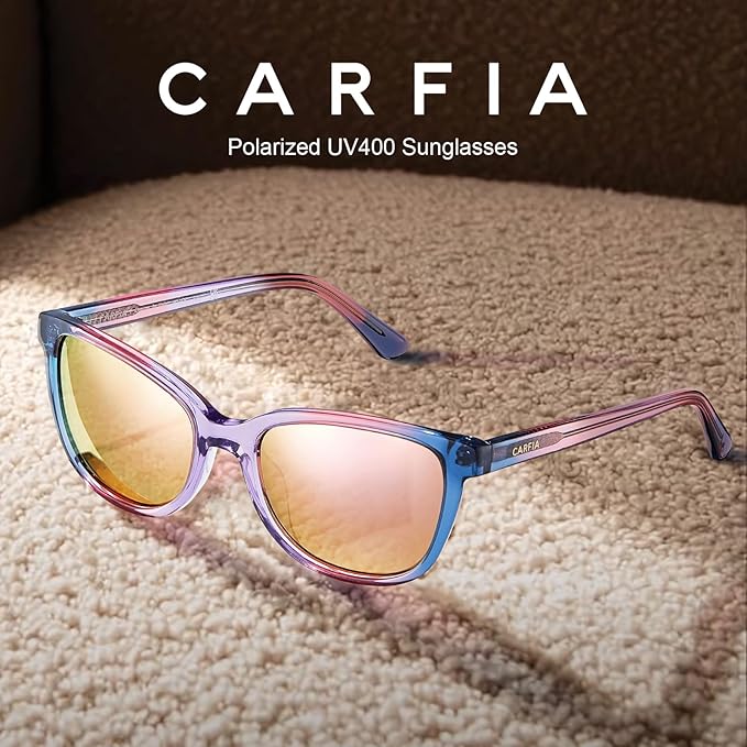 CARFIA Designer Acetate Womens Polarized Sunglasses Fit Most Face Shapes Trendy Shades UV Protection Hypoallergenic Handmade